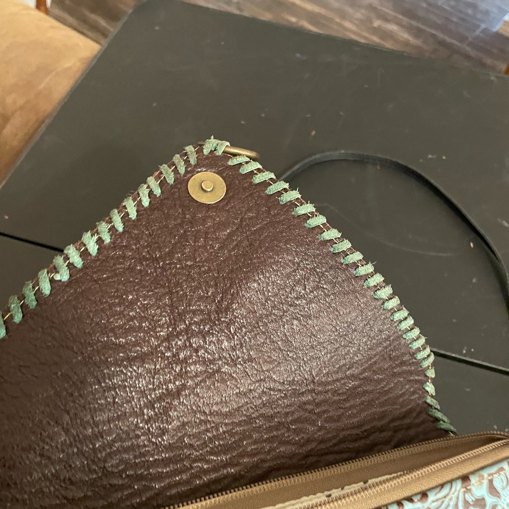 Myra Bag Brown and Blue Crossbody with Fringe - Picture 5 of 9